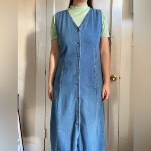 AJS 100% Cotton Vintage Denim Button-Down Dress